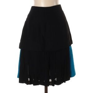 Karl Lagerfeld Black Wool Skirt with Blue Accents